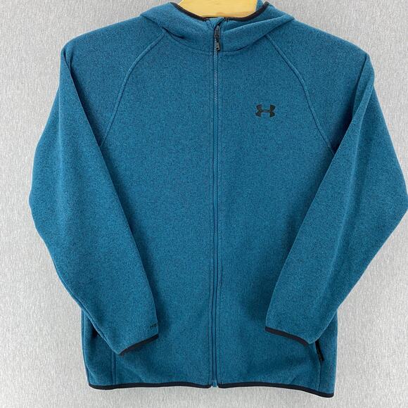 Under Armour Storm Cold Gear Loose Fit Full Zip Hoodie Jacket Blue Logo Mens XL - Picture 1 of 10